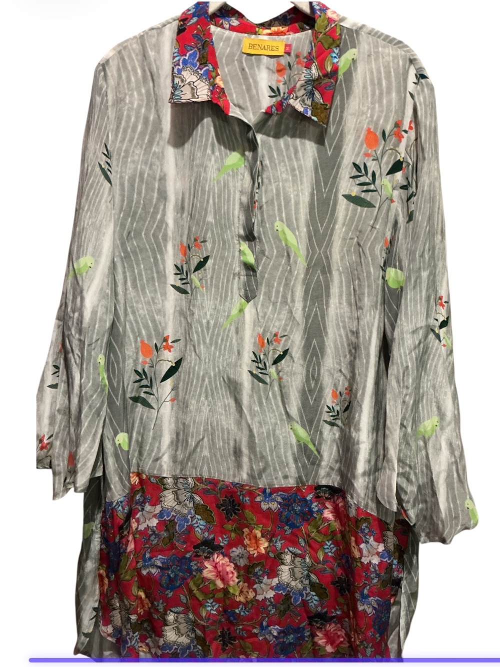 BENARES Women’s Sheer LongSleeve Top/ Tunic/ Dress